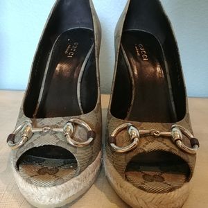 Authentic Gucci GG Horsebit Wedges *US size 6.5*